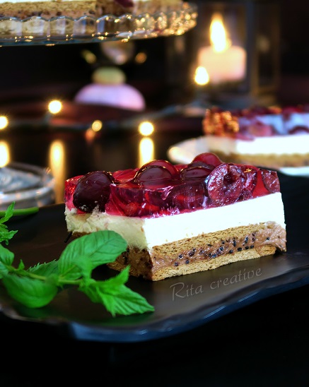 ciasto z czereśniami i galaretką