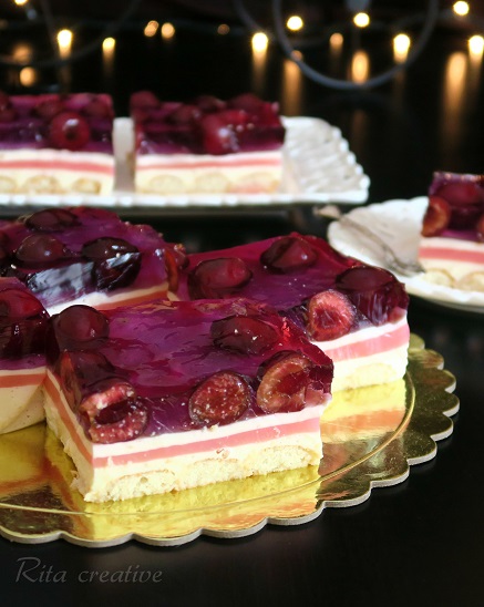 jogurtowiec z galaretkami i czereśniami GALARETKOWIEC JOGURTOWY Z CZEREŚNIAMI