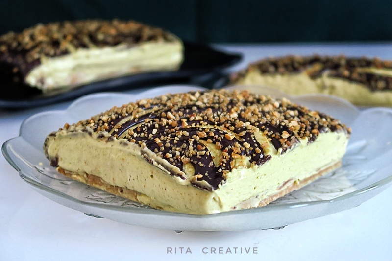 PISTACJOWE CIASTO sernik pistacjowy z polewą czekoladową