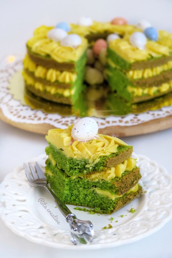 Ptasie Gniazdo wielkanocna babka szpinakowa babka szpinakowa wielkanocna z kremem pomarańczowym