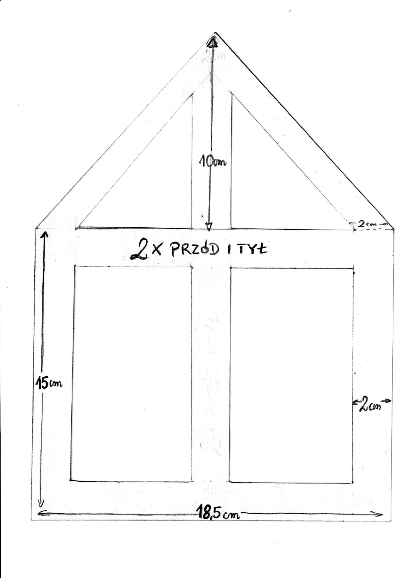 Szablon domku z piernika - przód i tył Szablon domku z piernika