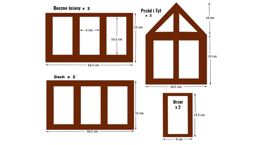 Szablon domku szklarni z piernika