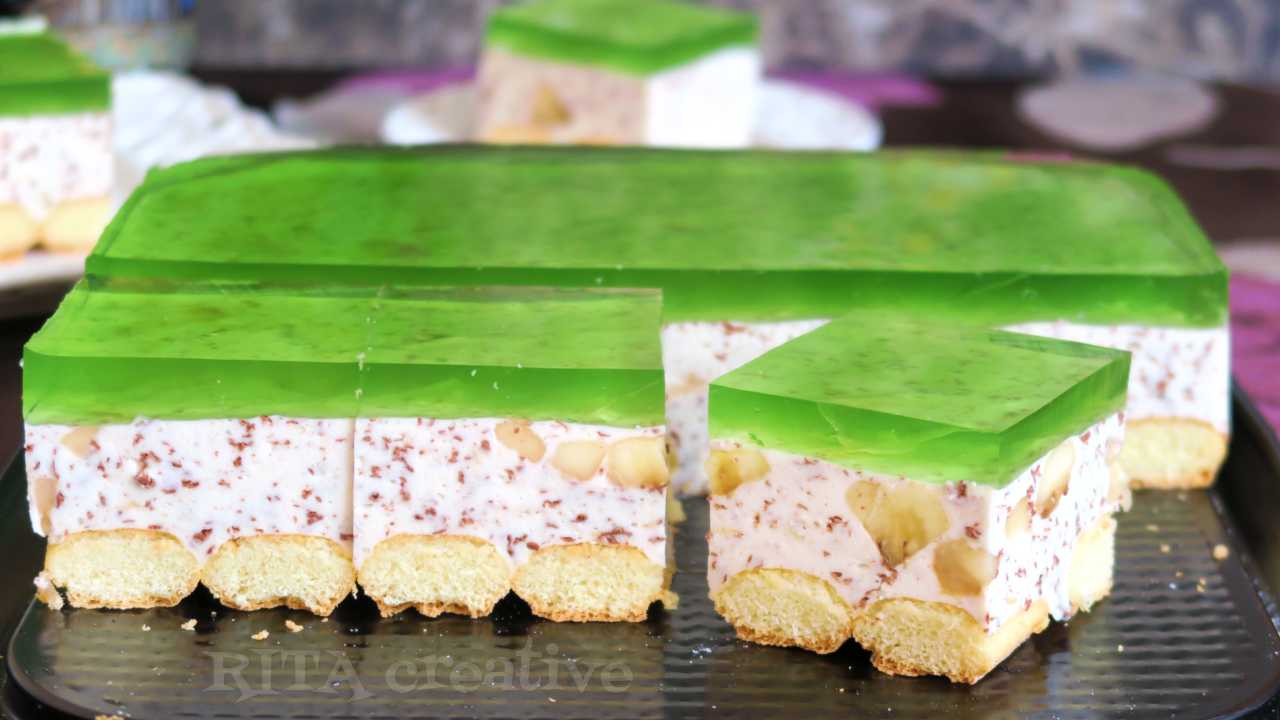 Ciasto z bananami bez pieczenia Ciasto z bananami i galaretką