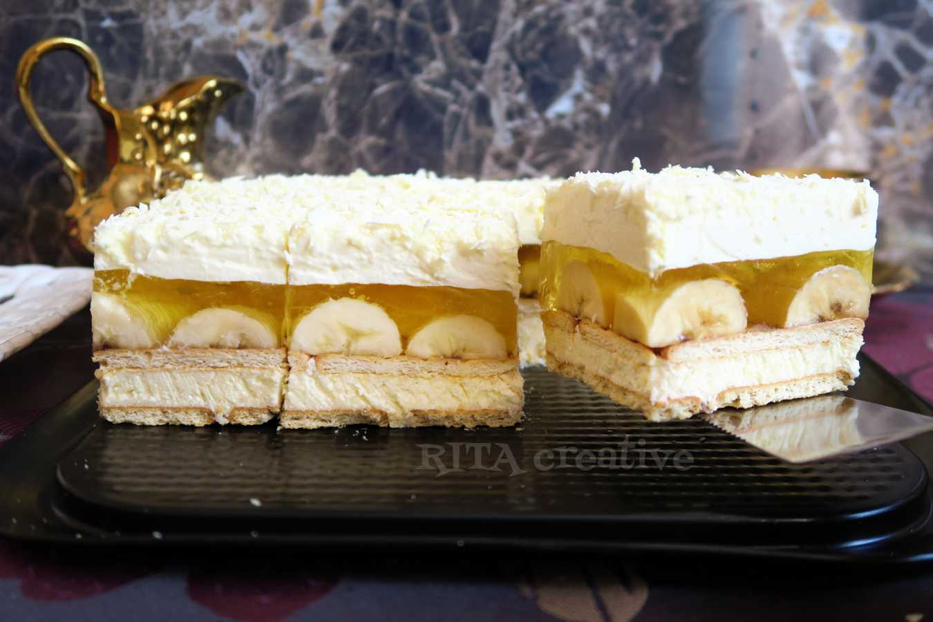 ciasto kokosowe z bananami i galaretką ciasto z bananami i kokosem