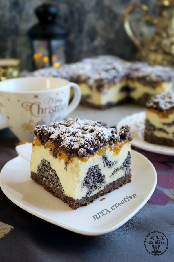 Sernik królewski z makiem i brzoskwiniami Seromakowiec z brzoskwiniami na kruchym spodzie